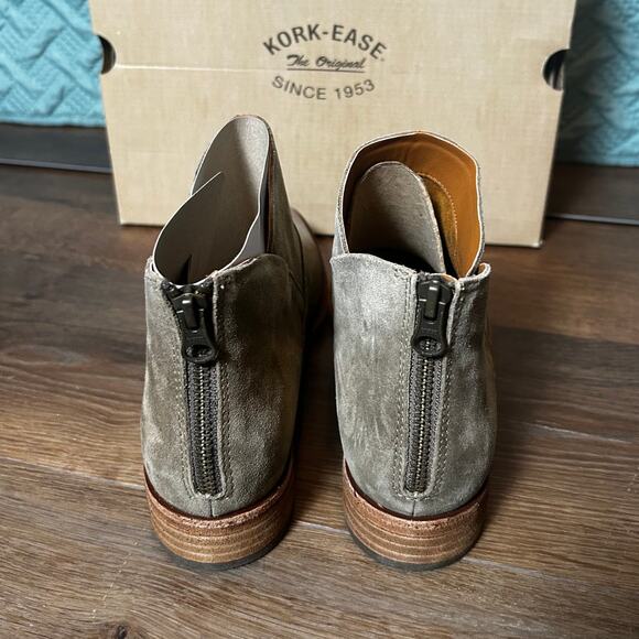 KORK EASE Pewter Women's Zip Back Ankle High Boots Leather Upper NEW in Box - Picture 6 of 12